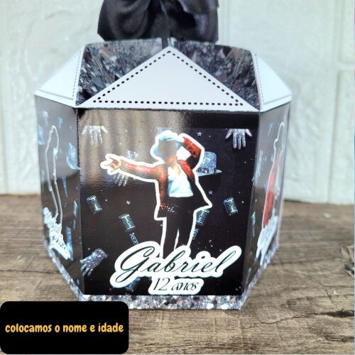 Centro de Mesa Michael Jackson + Plaquinha/Cachepô c/Nome e Idad