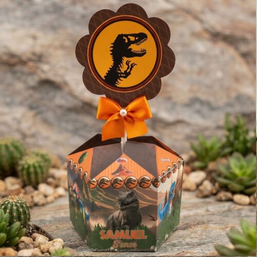 Centro de Mesa Jurassic Park + Plaquinha/Cachepô Personalizado D