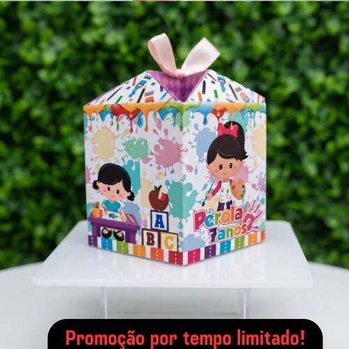Centro de Mesa Pintando o 7 menina + Plaquinha Cachepô Personali
