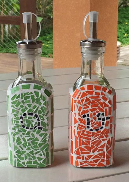 Garrafas para Azeite e Vinagre em Mosaico