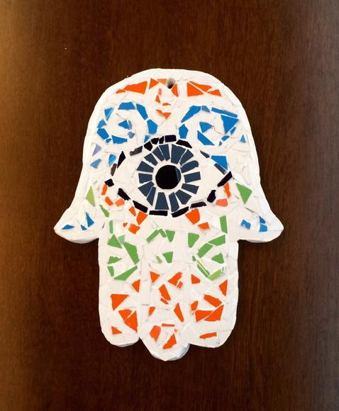 Hamsa - Mão de Fátima em Mosaico de Azulejos