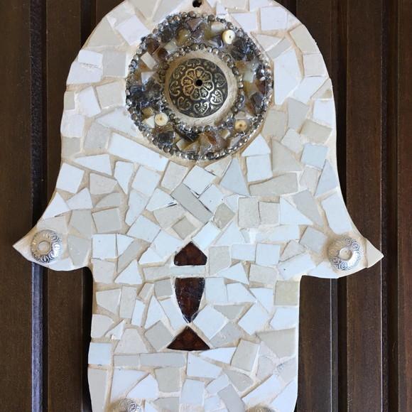 Hamsa / Mão de Fatima G em Mosaico de Vidro