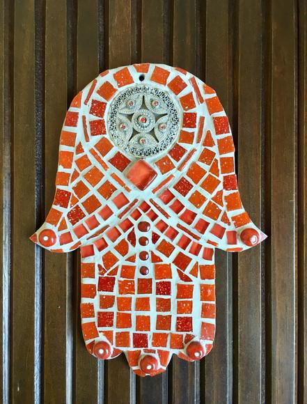 Hamsa/mão de Fátima P em Mosaico de Vidro P