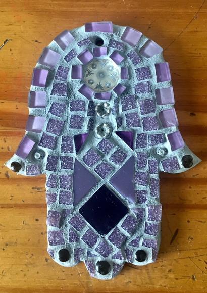 Hamsa/mão de Fátima P em Mosaico de Vidro P