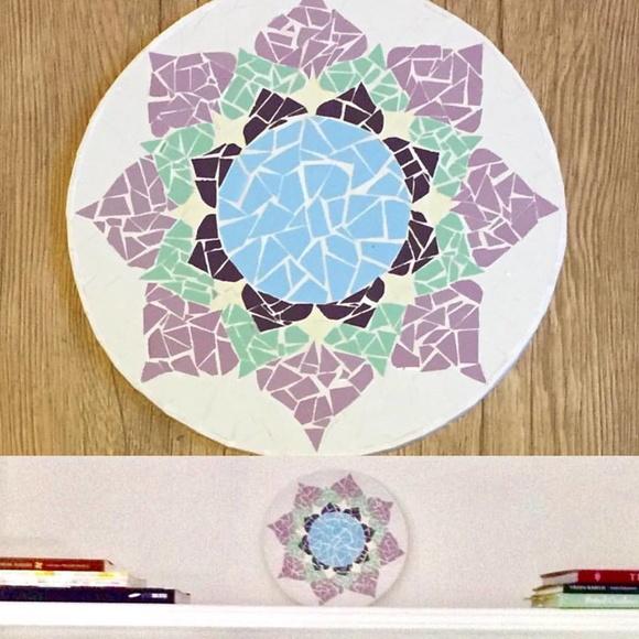Mandala 20 cm em Mosaico Colorido Flor de Lótus