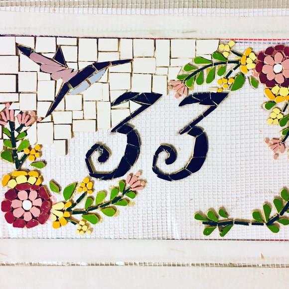 Placa Beija Flor em Mosaico sobre tela
