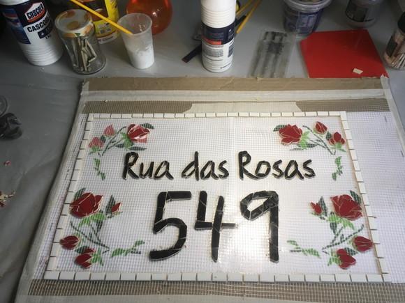 Placa em mosaico sobre tela para aplicação em parede