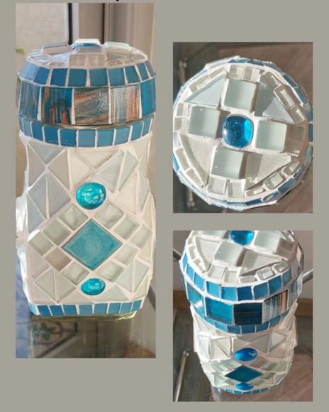 Pote Turquesa em Mosaico Sobre Vidro G