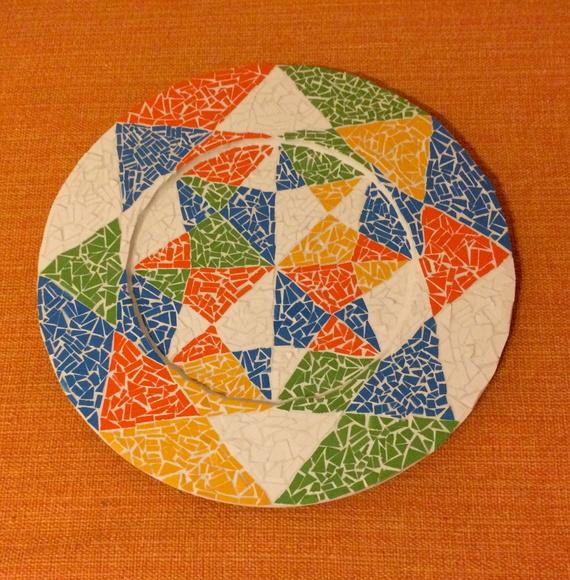 Prato / Fruteira em Mosaico Colorido