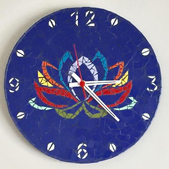 Relógio de Parede Mosaico Flor de Lotus