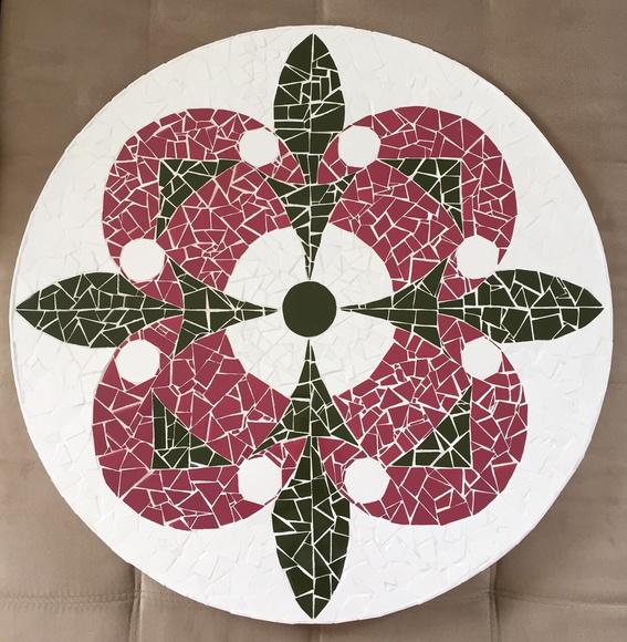 Tampo de mesa 60 cm em mosaico de azulejo