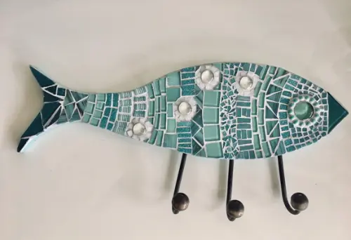 Cabideiro Peixe em Mosaico de Vidro