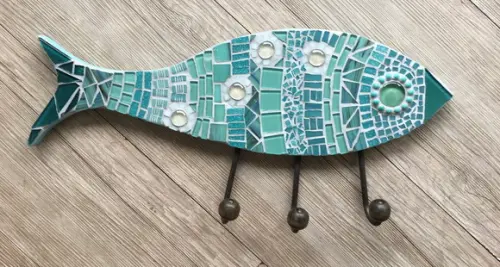 Cabideiro Peixe em Mosaico de Vidro