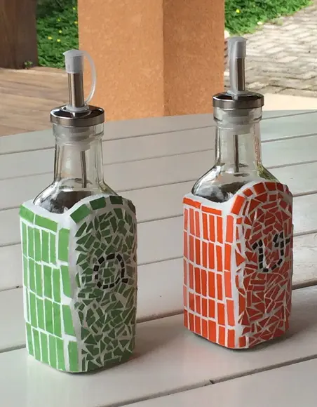 Garrafas para Azeite e Vinagre em Mosaico