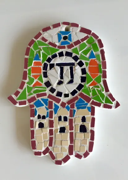 Hamsa - Mão de Fátima em Mosaico de Azulejos