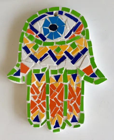 Hamsa - Mão de Fátima em Mosaico de Azulejos