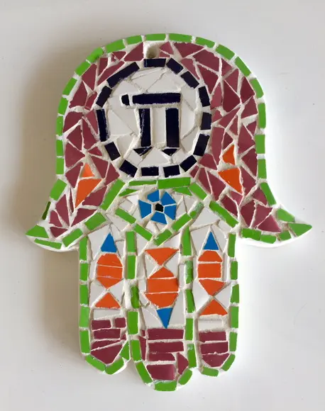 Hamsa - Mão de Fátima em Mosaico de Azulejos