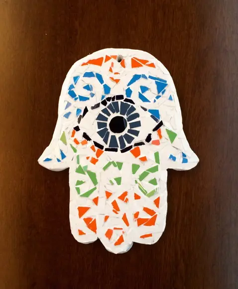 Hamsa - Mão de Fátima em Mosaico de Azulejos