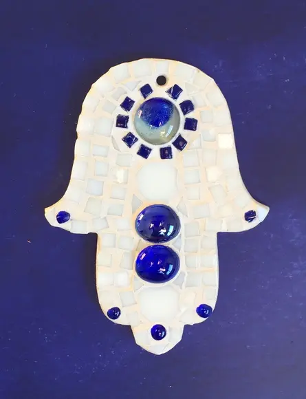 Hamsa/mão de Fátima P em Mosaico de Vidro P