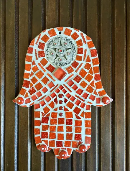 Hamsa/mão de Fátima P em Mosaico de Vidro P