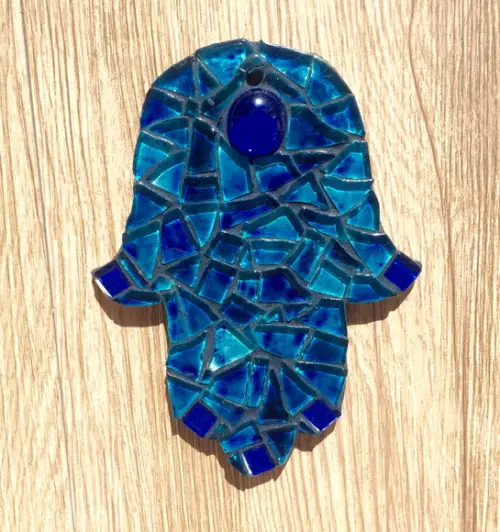 Hamsa/mão de Fátima P em Mosaico de Vidro P