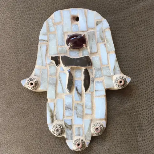 Hamsa/mão de Fátima P em Mosaico de Vidro P
