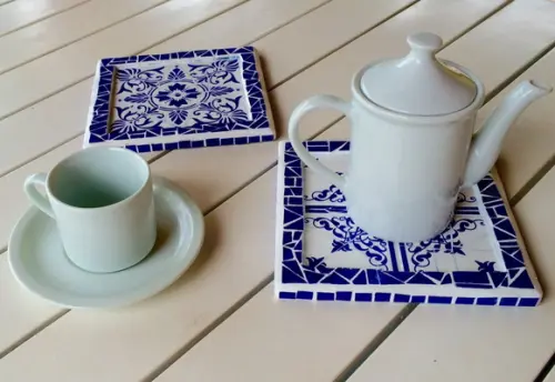 Par de Descansos em Mosaico Português