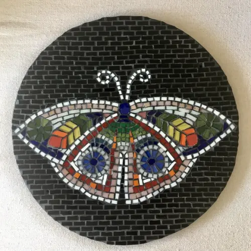 Placa Decorativa Borboleta em Mosaico de Vidro