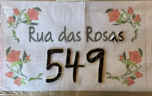 Placa em mosaico sobre tela para aplicação em parede