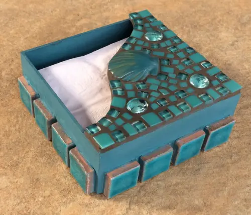 Porta Guardanapos com Mosaico Turquesa