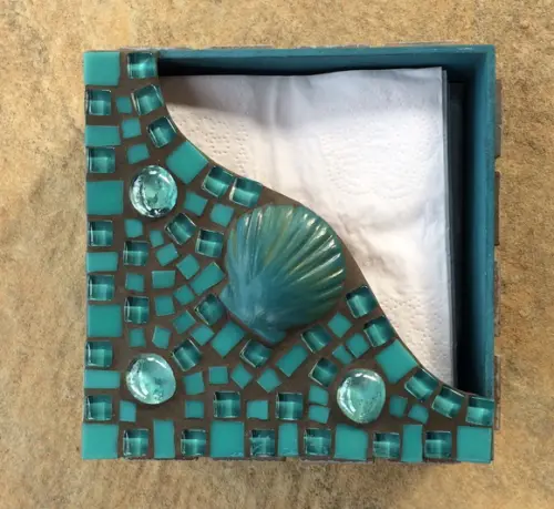 Porta Guardanapos com Mosaico Turquesa