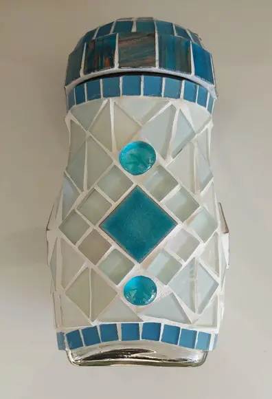 Pote Turquesa em Mosaico Sobre Vidro G