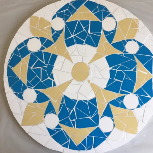 Tampo de mesa 60 cm em mosaico de azulejo
