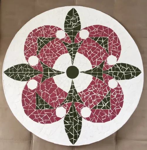 Tampo de mesa 60 cm em mosaico de azulejo