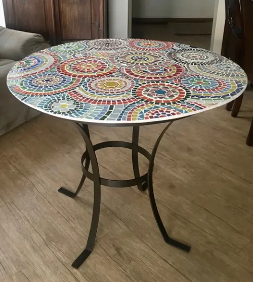 Tampo de Mesa Mandalas em Mosaico de Vidro.