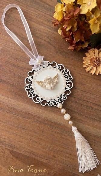 Lembrancinha Mandala de Porta Branca Anjo da Guarda