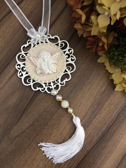 Lembrancinha Mandala de Porta Branca Anjo da Guarda