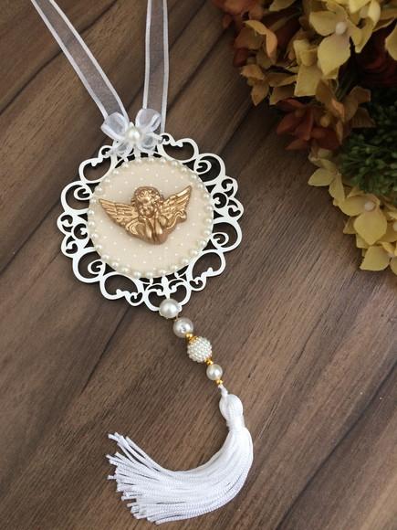 Lembrancinha Mandala de Porta Branca Anjo da Guarda
