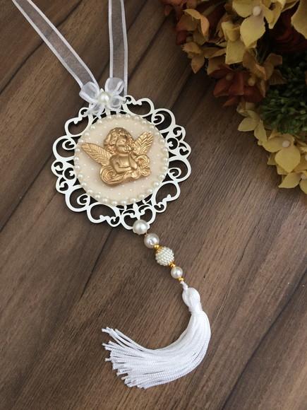Lembrancinha Mandala de Porta Branca Anjo da Guarda