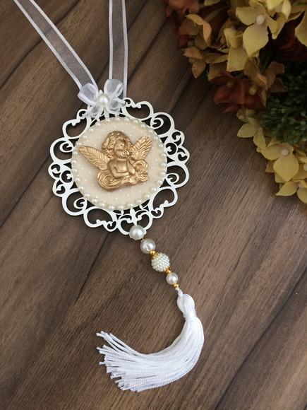 Lembrancinha Mandala de Porta Branca Anjo da Guarda