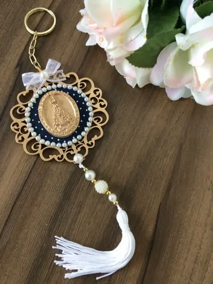 Lembrancinha Mandala Chaveiro Nossa Senhora Poá Azul