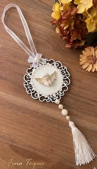 Lembrancinha Mandala de Porta Branca Anjo da Guarda