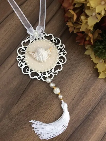 Lembrancinha Mandala de Porta Branca Anjo da Guarda