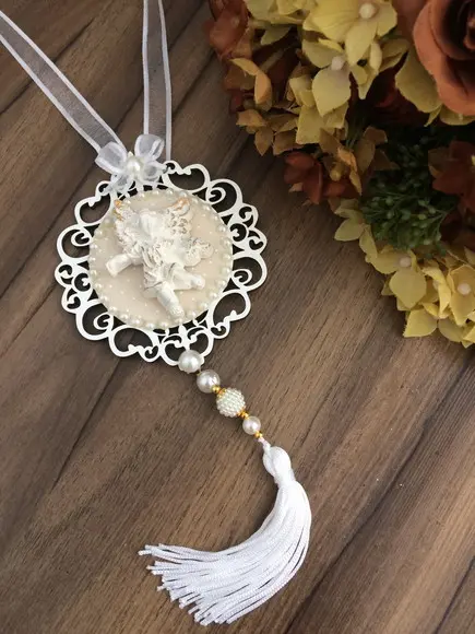 Lembrancinha Mandala de Porta Branca Anjo da Guarda