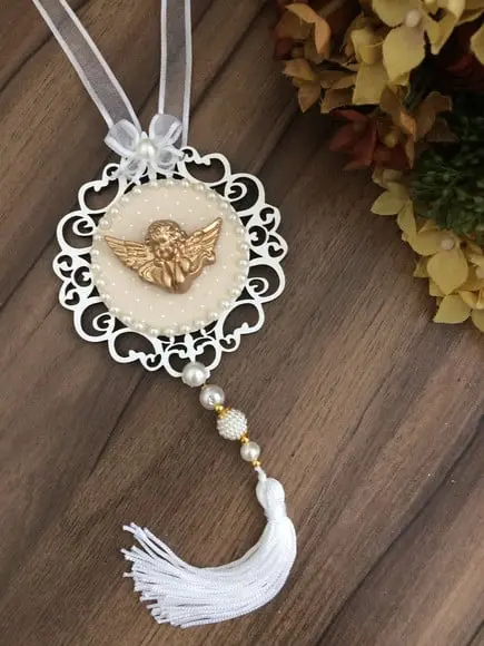 Lembrancinha Mandala de Porta Branca Anjo da Guarda