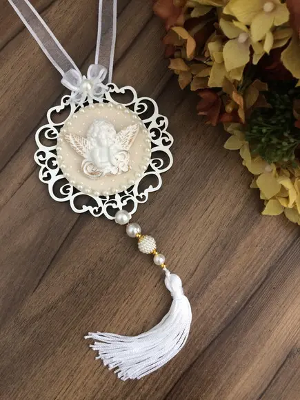 Lembrancinha Mandala de Porta Branca Anjo da Guarda