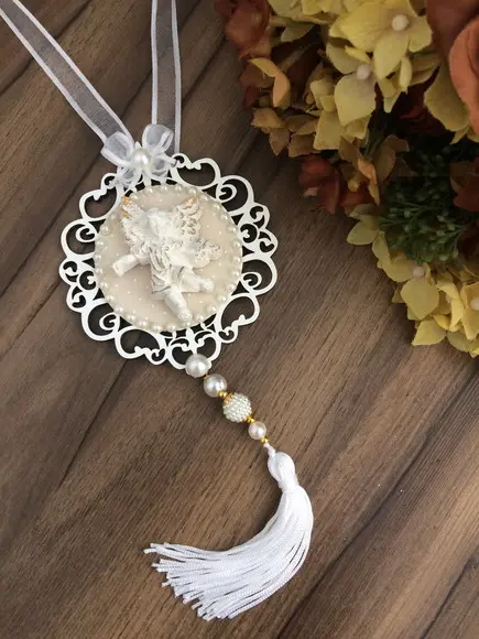 Lembrancinha Mandala de Porta Branca Anjo da Guarda