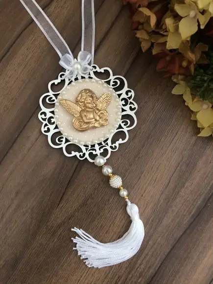 Lembrancinha Mandala de Porta Branca Anjo da Guarda