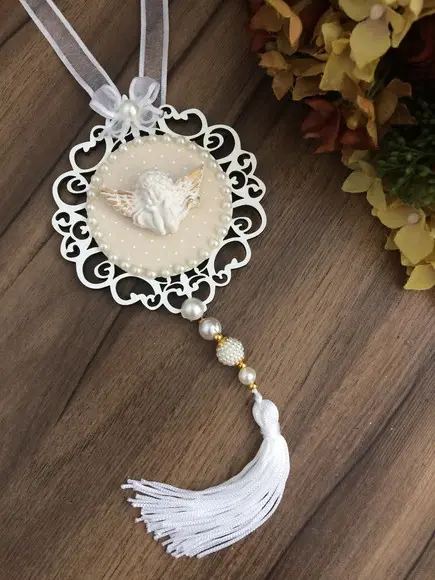 Lembrancinha Mandala de Porta Branca Anjo da Guarda