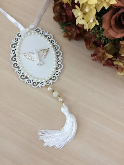 Lembrancinha Mandala de Porta Branca Divino Espírito Santo
